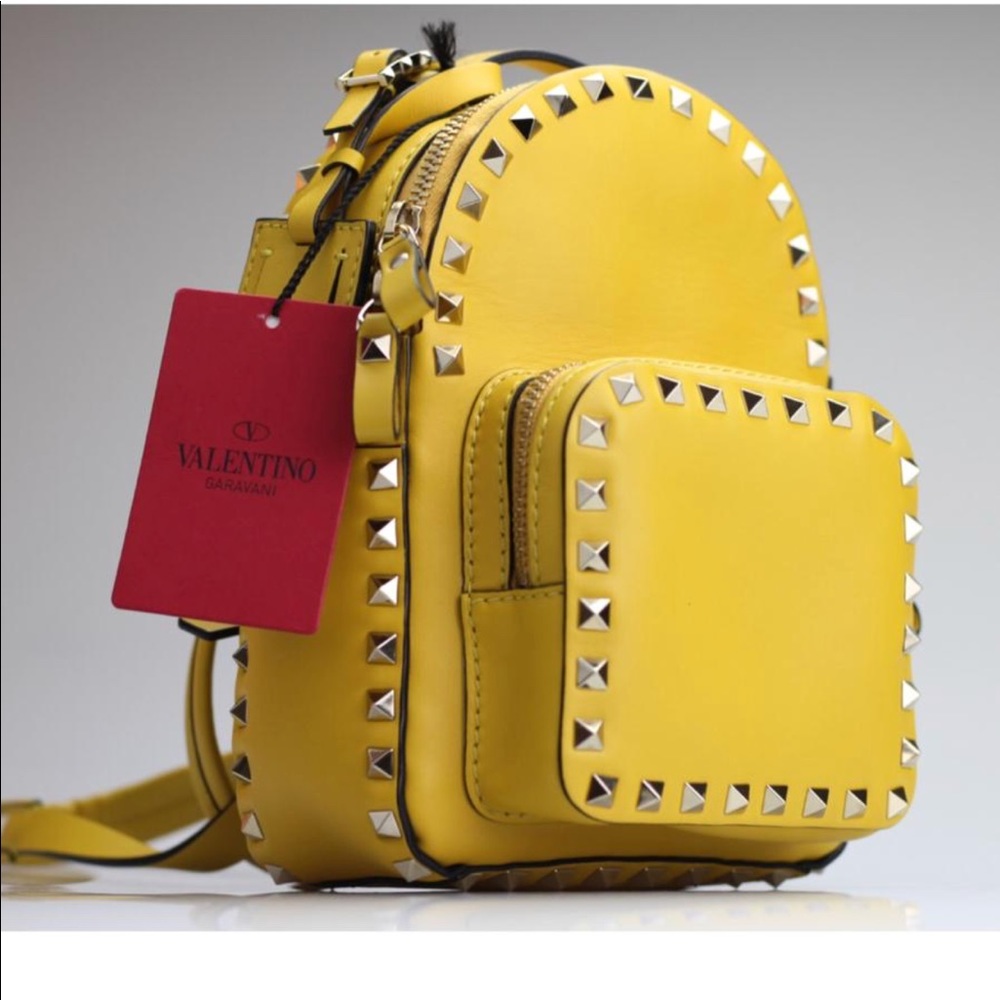 Valentino Yellow Rockstud Mini Backpack